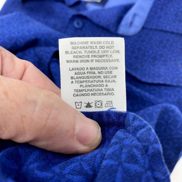 Nat Nast Mens‎ Shirt Size Large Short Sleeve Button Up Blue Silk blend - Picture 8 of 8